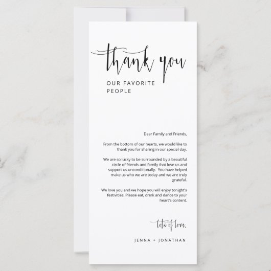 Elegant Magenta Minimale Dank u het Menu van de Pl (Achterkant)