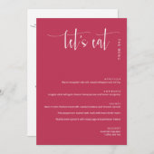 Elegant Magenta Modern Laten we Eat Dank u Menu (Voorkant / Achterkant)