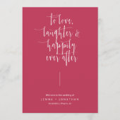 Elegant Magenta Modern Minimal Calligraphy Wedding Programmakaart (Voorkant)