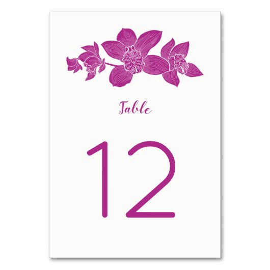 Elegant Magenta Orchid Bloemen Tafel Aantal Kaarte Kaart (Achterkant)