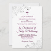 Elegant Magenta over het witte moderne katholieke  Kaart (Voorkant)