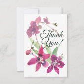 Elegant Magenta Paarse Orchids Floral Bumblebee Bedankkaart (Voorkant)
