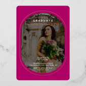 Elegant Magenta Photo Afstuderen Folie Uitnodiging (Voorkant)