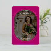 Elegant Magenta Photo Afstuderen Folie Uitnodiging (Staand Voorkant)