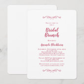 Elegant Magenta Red Calligraphy Bridal Brunch Kaart (Voorkant / Achterkant)