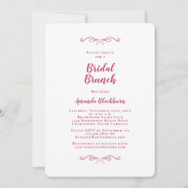 Elegant Magenta Red Calligraphy Bridal Brunch Kaart