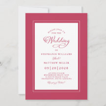 Elegant Magenta Red Modern Calligraphy Wedding