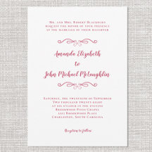 Elegant Magenta Red Script Classic Formal Wedding