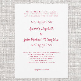 Elegant Magenta Red Script Classic Formal Wedding Kaart