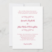Elegant Magenta Red Script Classic Formal Wedding Kaart (Voorkant)