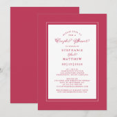 Elegant Magenta Red White Wedding Couples Shower Kaart (Voorkant / Achterkant)