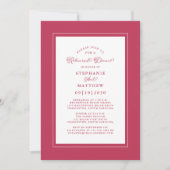 Elegant Magenta Red White Wedding Rehearsal Dinner Kaart (Voorkant)