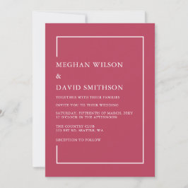 Elegant Magenta retro Modern Wedding Uitnodiging