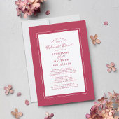 Elegant Magenta Rood Wit Proefdiner voor de Bruilo Kaart
