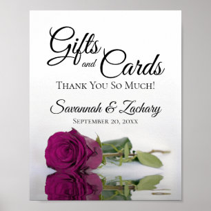 Elegant Magenta Roos Cadeaus & Kaarten Trouwbord Poster