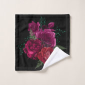 Elegant Magenta Roos Floral Bouquet Bad Handdoek (Wasdoekje)