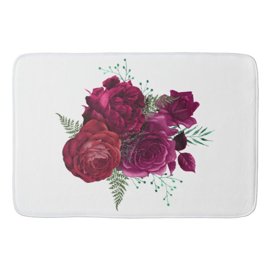 Elegant Magenta Roos Floral Bouquet Badmat (Voorkant)