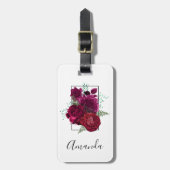 Elegant Magenta Roos Floral Bouquet Bagagelabel (Voorkant verticaal)