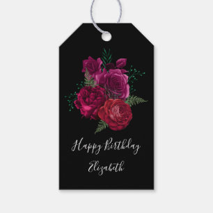 Elegant Magenta Roos Floral Bouquet Birthday Cadeaulabel