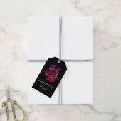 Elegant Magenta Roos Floral Bouquet Birthday Cadeaulabel (Met Touw)