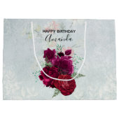 Elegant Magenta Roos Floral Bouquet Birthday Groot Cadeauzakje (Achterkant)