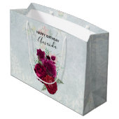 Elegant Magenta Roos Floral Bouquet Birthday Groot Cadeauzakje (Achterkant Gekanteld)