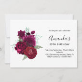 Elegant Magenta Roos Floral Bouquet Birthday Kaart (Voorkant)