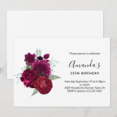 Elegant Magenta Roos Floral Bouquet Birthday Kaart (Voorkant / Achterkant)