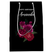 Elegant Magenta Roos Floral Bouquet Birthday Medium Cadeauzakje (Voorkant)