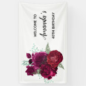 Elegant Magenta Roos Floral Bouquet Birthday Spandoek (Verticaal)