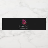 Elegant Magenta Roos Floral Bouquet Birthday Waterfles Etiket (Enkel label)