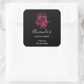 Elegant Magenta Roos Floral Bouquet Business Vierkante Sticker (Tas)