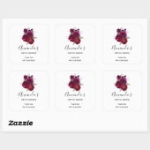 Elegant Magenta Roos Floral Bouquet Business Vierkante Sticker (Vel)