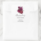 Elegant Magenta Roos Floral Bouquet Business Vierkante Sticker (Tas)