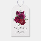 Elegant Magenta Roos Floral Bouquet Cadeaulabel (Voorkant)