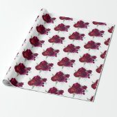 Elegant Magenta Roos Floral Bouquet Cadeaupapier (Uitgerold)