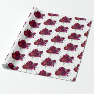 Elegant Magenta Roos Floral Bouquet Cadeaupapier