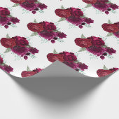 Elegant Magenta Roos Floral Bouquet Cadeaupapier (Hoek)