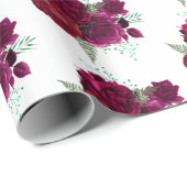 Elegant Magenta Roos Floral Bouquet Cadeaupapier (Rol Hoek)