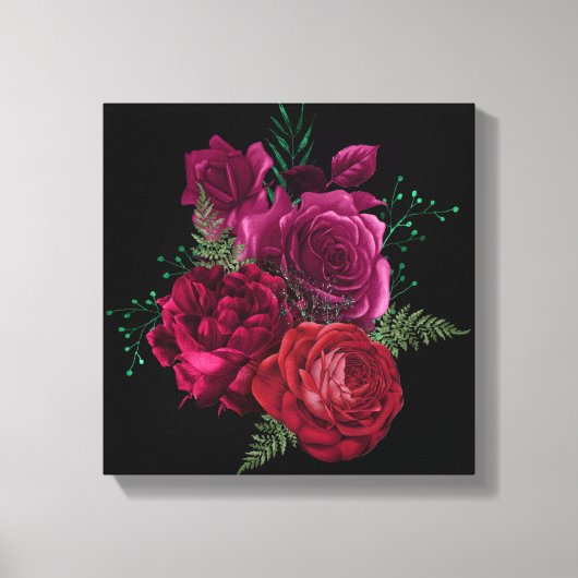 Elegant Magenta Roos Floral Bouquet Canvas Afdruk (Voorkant)