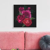 Elegant Magenta Roos Floral Bouquet Canvas Afdruk (Insitu (Woonkamer))