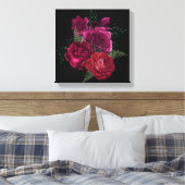 Elegant Magenta Roos Floral Bouquet Canvas Afdruk (Insitu (Slaapkamer))