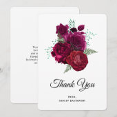 Elegant Magenta Roos Floral Bouquet Dank je Bedankkaart (Voorkant / Achterkant)