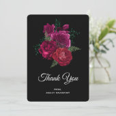 Elegant Magenta Roos Floral Bouquet Dank je Bedankkaart (Staand voorkant)