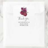 Elegant Magenta Roos Floral Bouquet Dank je Vierkante Sticker (Tas)