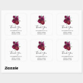 Elegant Magenta Roos Floral Bouquet Dank je Vierkante Sticker (Vel)