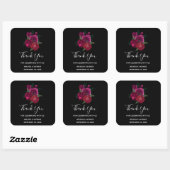 Elegant Magenta Roos Floral Bouquet Dank je Vierkante Sticker (Vel)