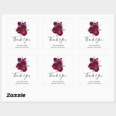 Elegant Magenta Roos Floral Bouquet Dank je Vierkante Sticker (Vel)