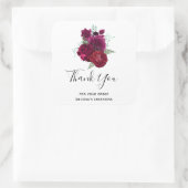 Elegant Magenta Roos Floral Bouquet Dank je Vierkante Sticker (Tas)