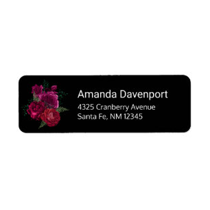 Elegant Magenta Roos Floral Bouquet Etiket